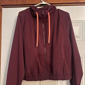 Fabletics “One Jacket” in Merlot with coral Details